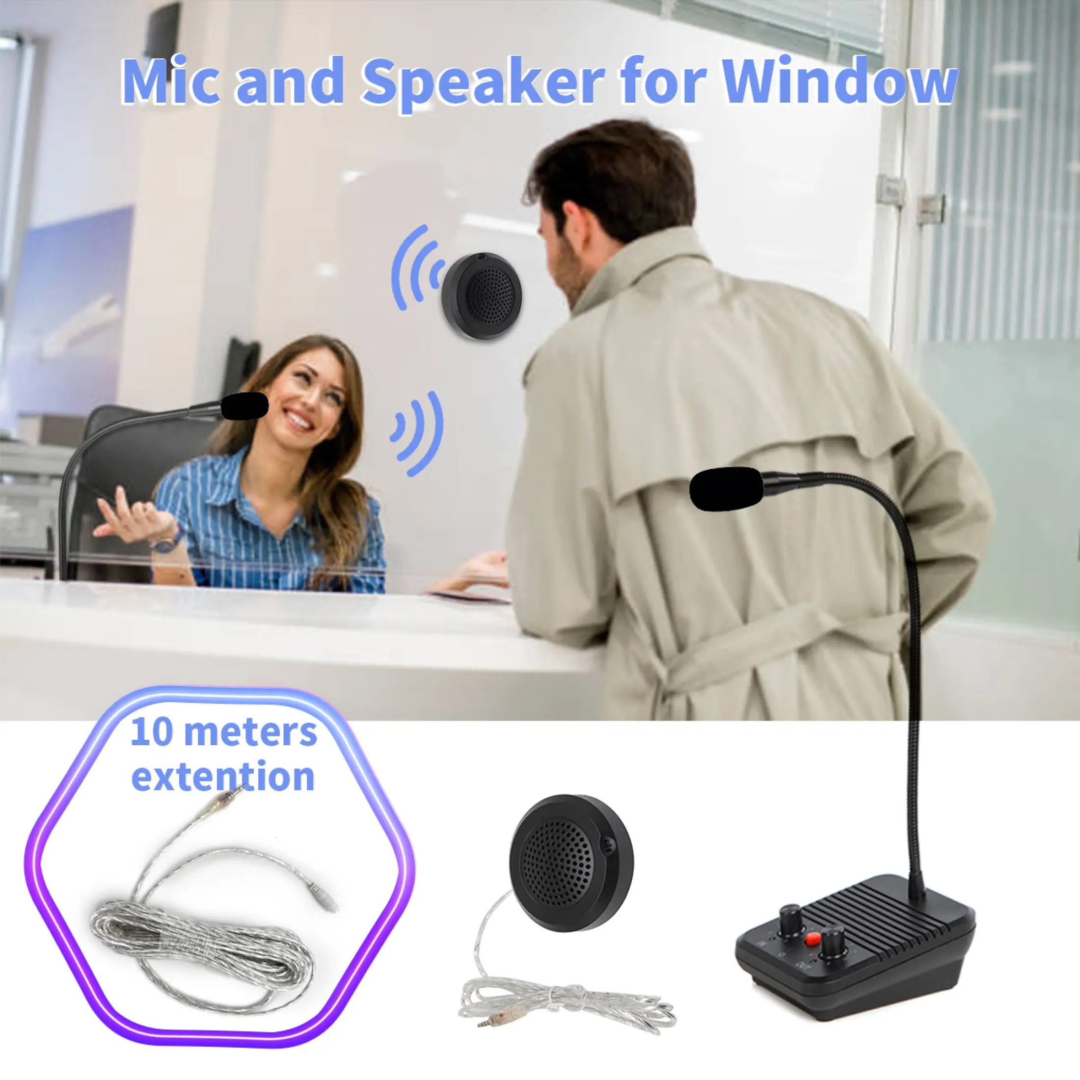 Bank Window Intercom System Bank Teller Speaker 2 Way Window Intercom