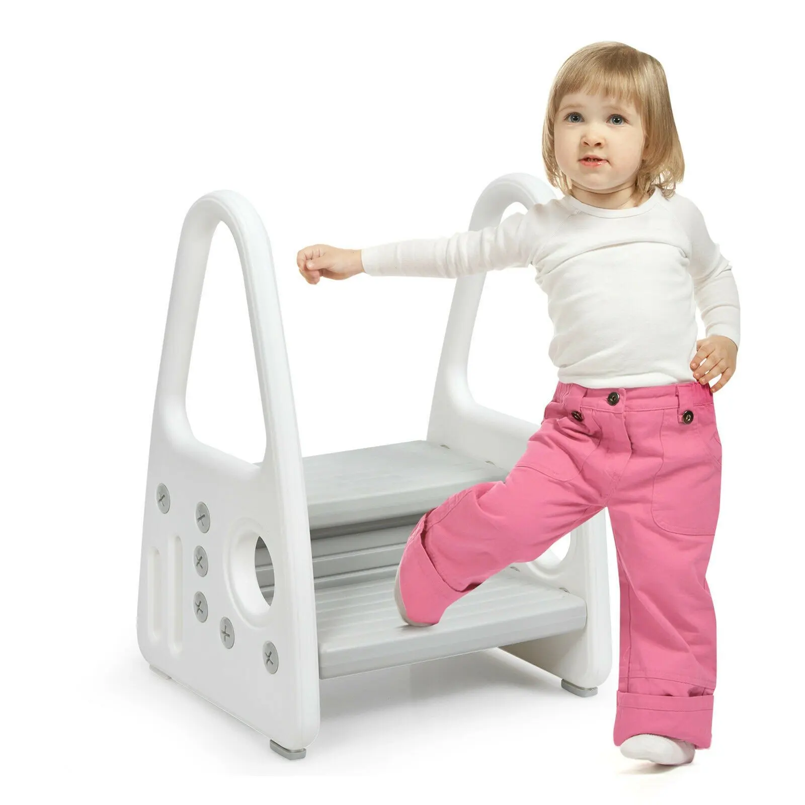 Amazon Hot Sell Kids Stepping Stool Kitchen Helper Step Stool Bathroom 2 Step Stool with Handle for Children