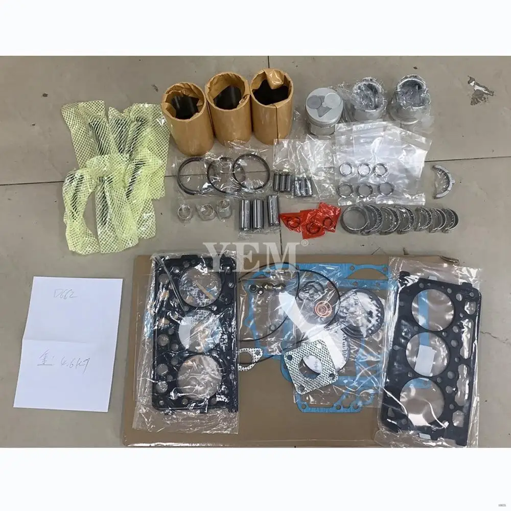 D662 Rebuild Overhaul Kit With Bearings Cylinder Liner Piston Rings Full Gasket Set Valves Kit for Kubota