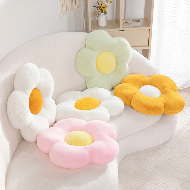 Flower Floor Cushion Chair Cotton And Fur Decorative Flower
