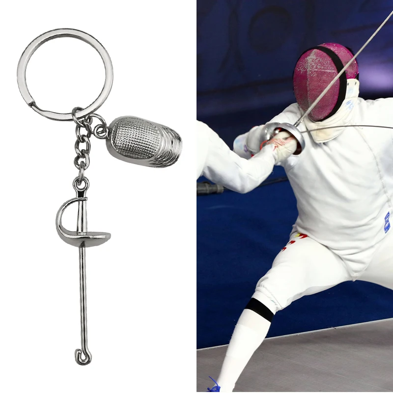 Porte-Clés Escrime En Alliage De Zinc - Pendentiif Sportif Décoratif - Cadeau Pour Fans D'Escrime - 11 Cm