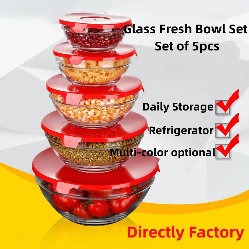 Yg031 Cheap Whosale Kitchen Works Set Of 5pcs Glass Storage Nesting
