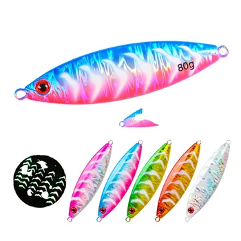 Long-Cast Night-Glow Slow-Rolling Metal Jig Lure 80g/100g/120g for Sea Boat Fishing Hooks Saltwater Fish Bionic Artificial Hard – Metal Jig – view 2