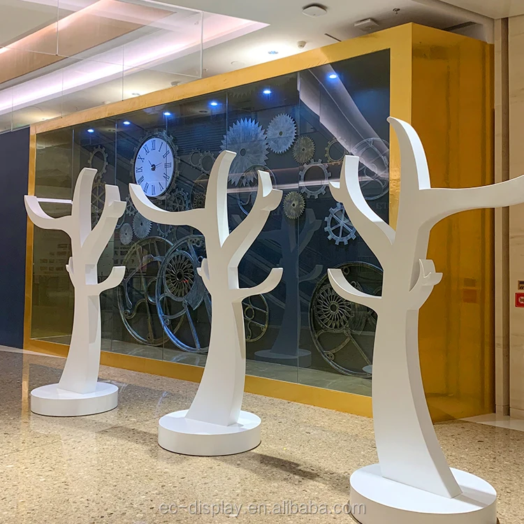 Shopping Mall Display Wooden Tree Trunk Indoor Decorative Artificial Tree Props