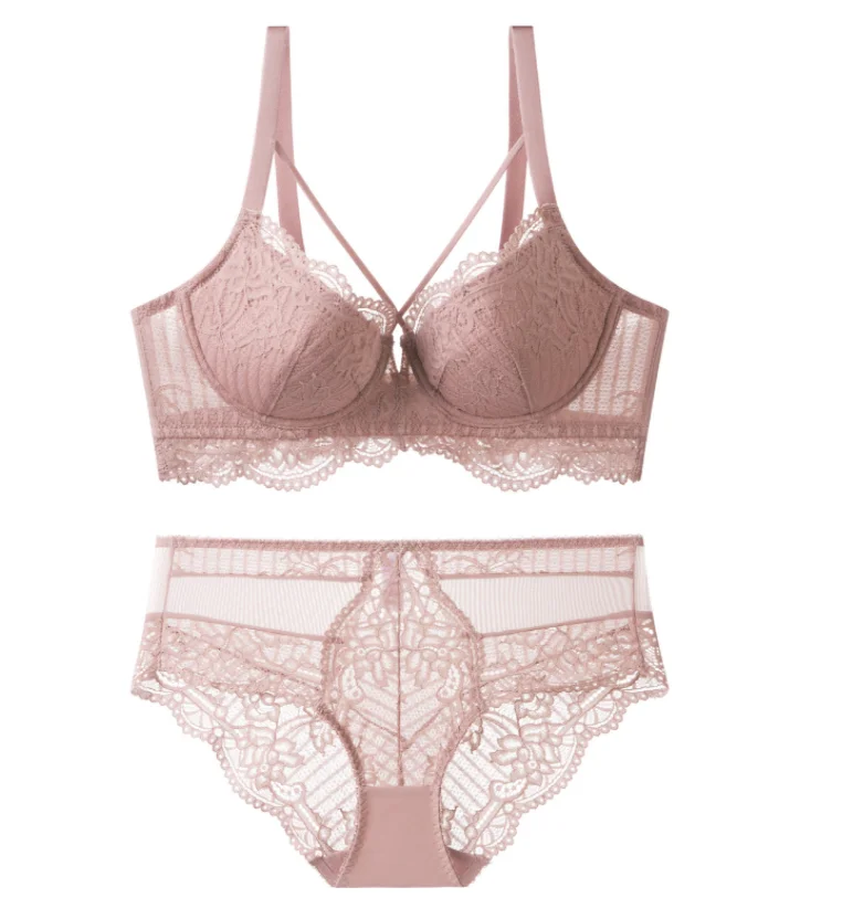 Classic Design Women Underwear Fancy Bra And Panty Wholesale Cross Lace