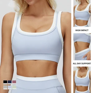 High Quality Plus Size Sexy Gym Active Yoga Set Front Halter Backless Strappy Padded Spandex Twist Knot High Waisted Sport Bra