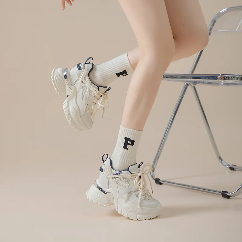 Summer Ladies Wedge Sneakers Stylish Height Increasing Shoes ODM