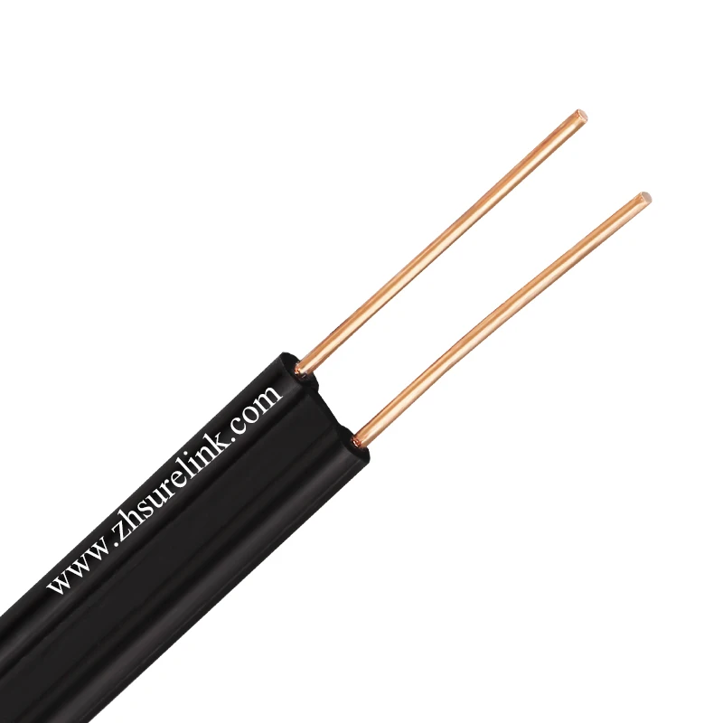 unshielded self supporting aerial 2core telecom cable drop wire bare copper telephone cable with steel messenger