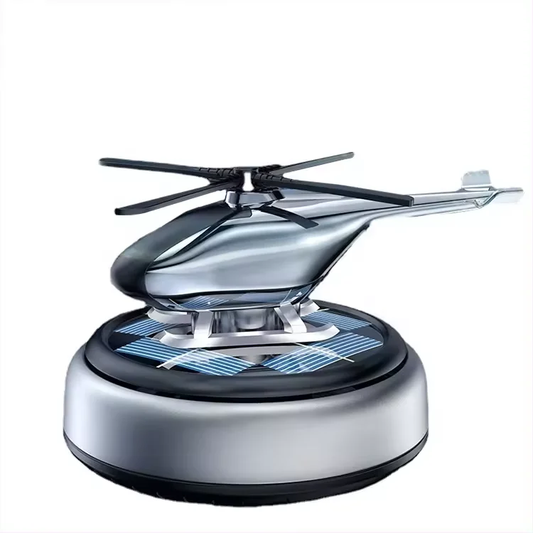 Modern Style Alloy Air Freshener Purifier Solar Powered Helicopter Rotating Car Dashboard Office Home Pear Rose Aromas