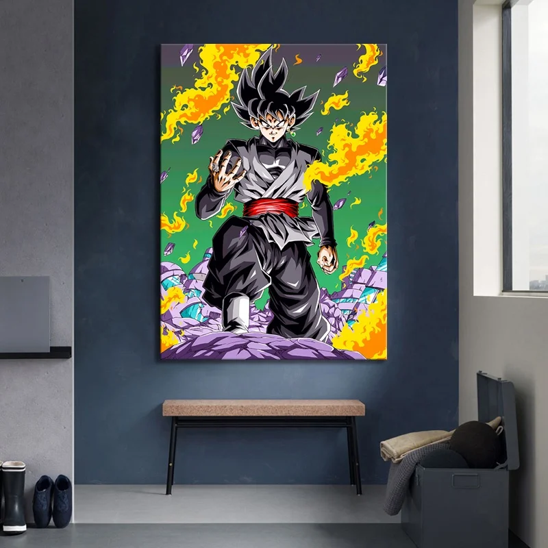 Arte de parede em tela estilo nórdico Dragon Ball Z Goku Anime