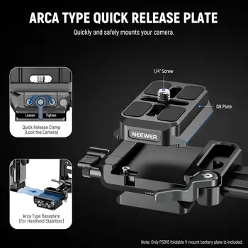 NEEWER V Mount Battery Plate with NATO Rails, Arca Type Baseplate for RS4 Pro RS3 Pro Gimbal, Modular DSLR Camera Video Rig detail image
