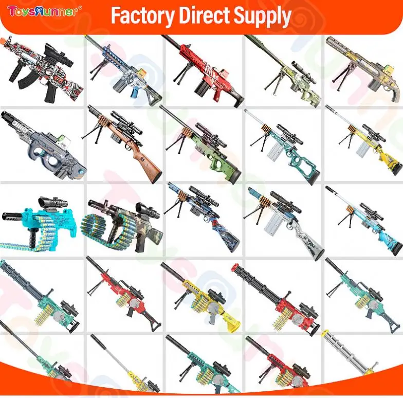 Anime Weapons Prop Toy Figure Soft Self-Defense Tactical Guns and Bullets Electric Shooting Feature Waterproof