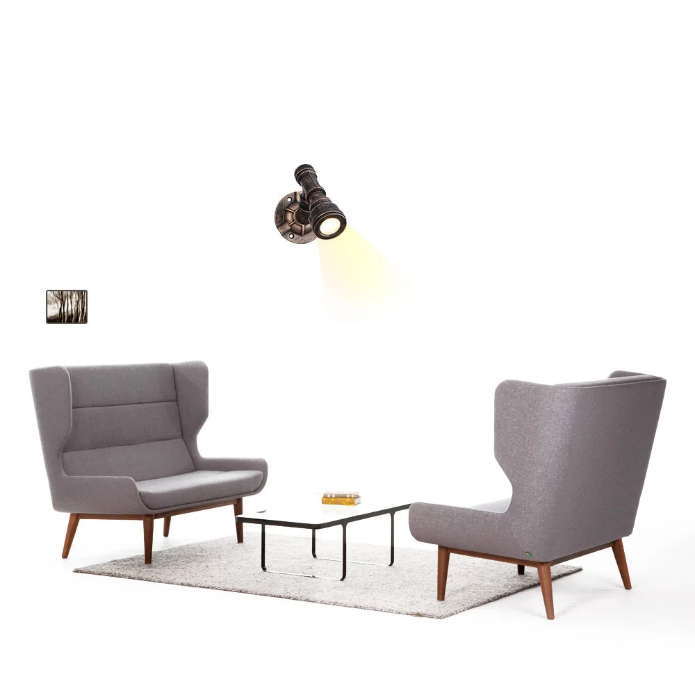 Decor bedroom living room indoor rustic iron wheel shaped water pipe wall light classic wall lamp