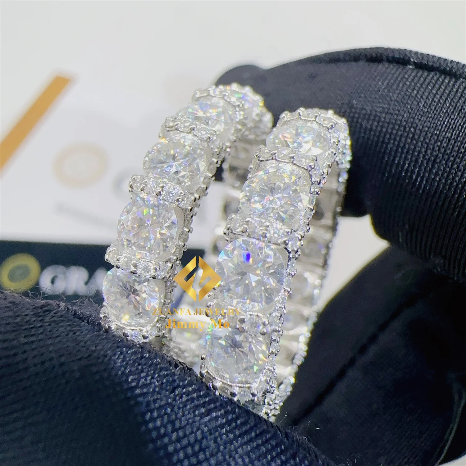 Solid Silver Gra Certificates 925 Sterling Silver Iced Out Bridal Ring