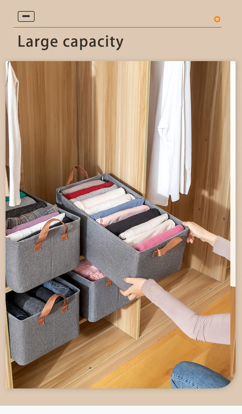 Linen Foldable Collapsible Steel Frame Storage Boxes 26kg Capacity for Home Clothing Household Items Modern Style Closet details