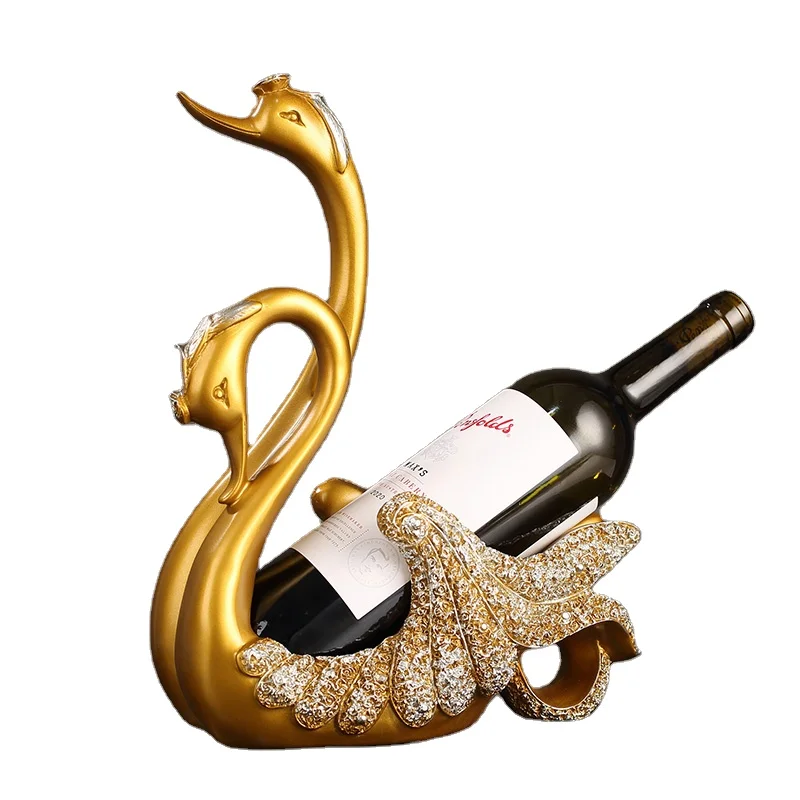 High Quality Rose Gold Resin Swan Wine Rack Wine Holder Decor Home  Furnishing Living Room Decoration Resin Crafts