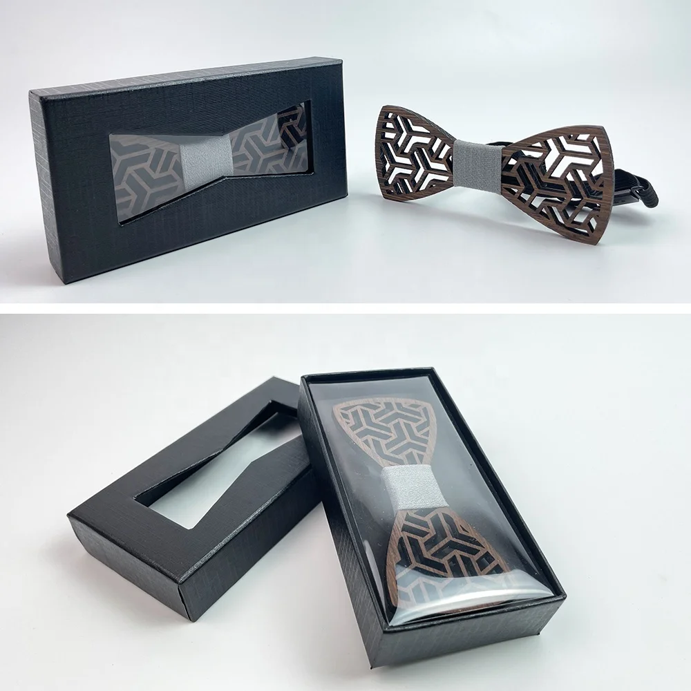 Деревянный галстук-бабочка с логотипом на заказ для мужчин с коробкой деревянный галстук-бабочка