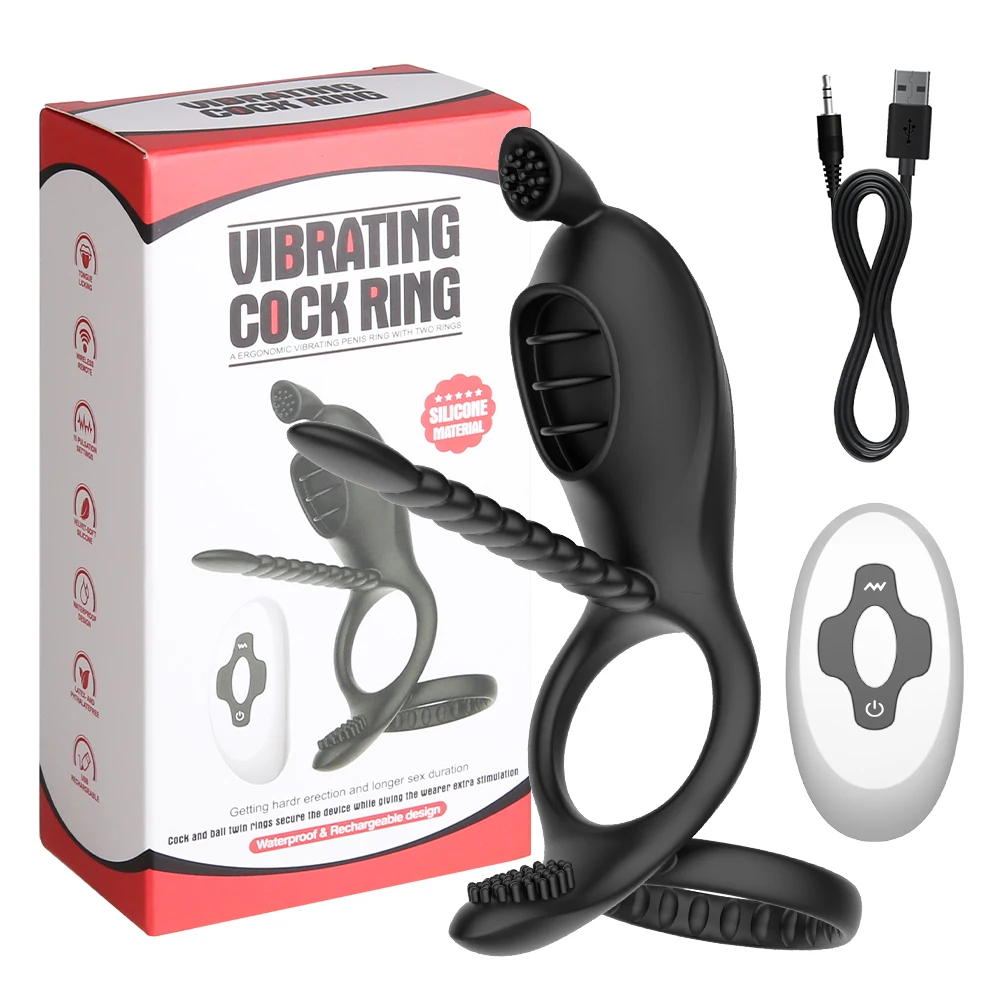Wireless Remote Control Vibrator Penis Rings & Clitoris Stimulator for Men Women Sex Toys for Couples Ejaculation Delay Features