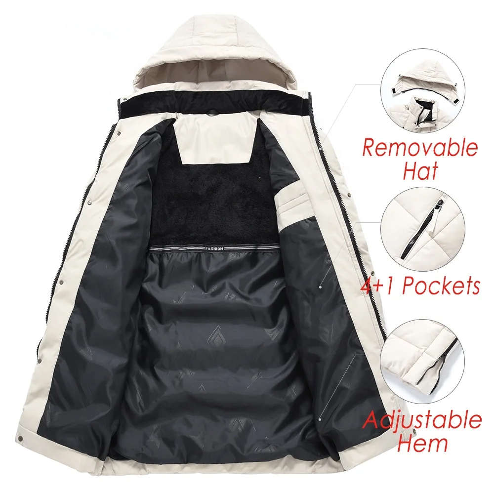 Custom Over Sized Solid Color Winter Warm Bubble Thick Down Puffer Jacket With Hooded Long Sleeve Coat for Men