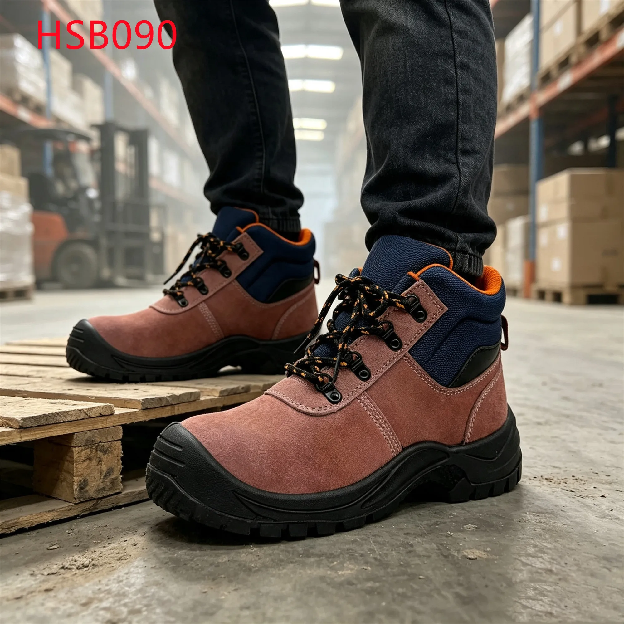 LXG,pipeline Trenching Quality Suede Leather pink Hua Singh Safety Boots Timber Harvesting Anti-hit&puncture Work Shoes HSB090