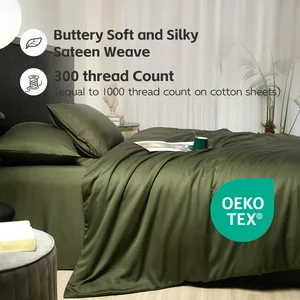 Factory Wholesale Custom 100 Percent Bamboo Knitted Duvet Cover Set Queen Size UK Sizes 300 Thread Count Sustainable Bedding