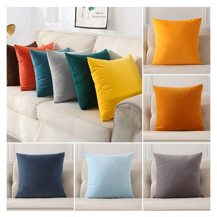 Soft Square Pillow Case Plain Velvet Throw Cushion Cover Home Sofa Decoration 