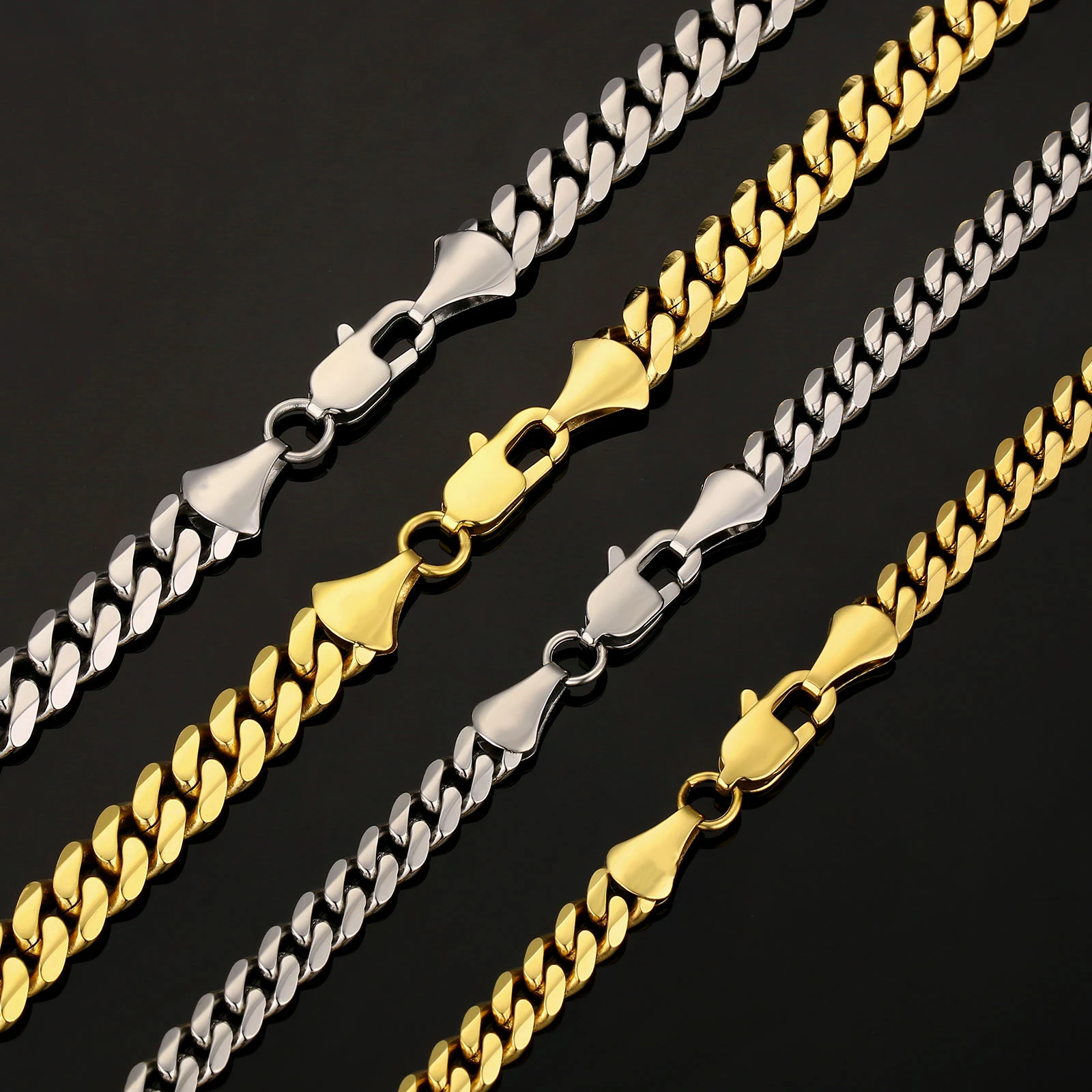 Collana con catena cubana ghiacciata: gioielli hip hop placcati in oro 18k con diamanti CZ, catena a griffe stile baguette da 40 mm - regalo per le feste - Italia