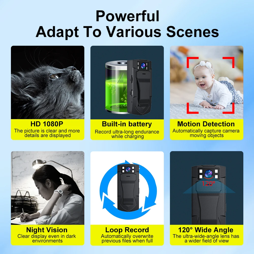 Body Camera MD32 MD33 Video Recorder Wearable Cam With Night Vision HD 1080P Video Record Security Cam Sport Body Mini Camera