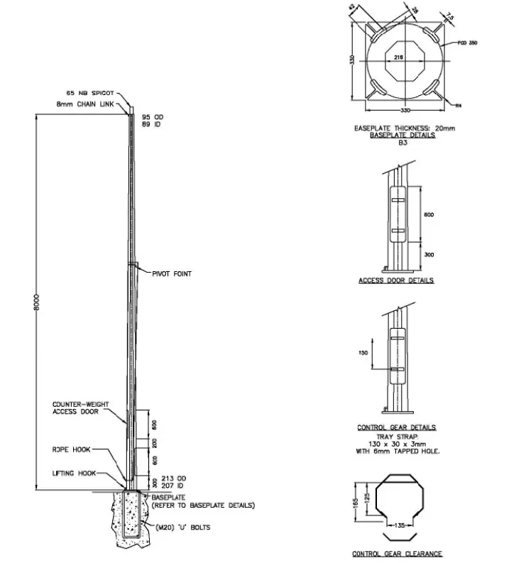 Tiltable Poles,Cctv Camera Pole,Monopole,Tilt Down Hinged Pole Buy