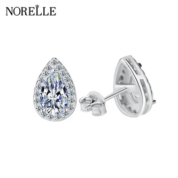 2025 Elegant 925 Sterling Silver Cubic Moissanite Stone Drop Shaped Small Stud Earrings for Women Wedding Daily Wear Jewlery