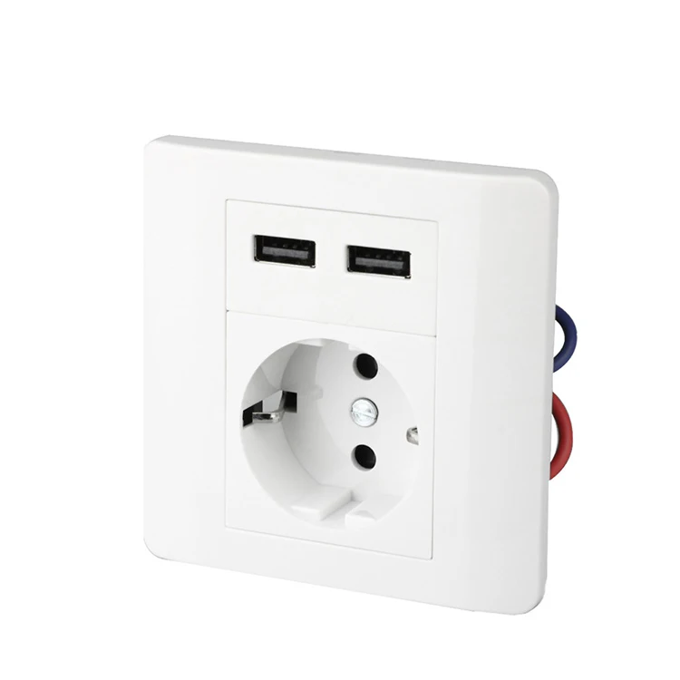 
 ЕС Usb настенная розетка высокого качества 220V ТЮФ утвержденные 2.1A универсальный тип стандартное заземление 5000 раз срок службы 12 месяцев 16A,16A  Высокое качество 220V ТЮФ утвержденные 2.1A EU usb настенная розетка