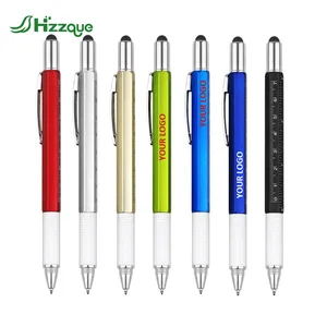 Custom Logo Plastic Ballpoint Pens Personalized Gift Stylus Soft Touch Screen Pen Centimetre Inch Markings Pens