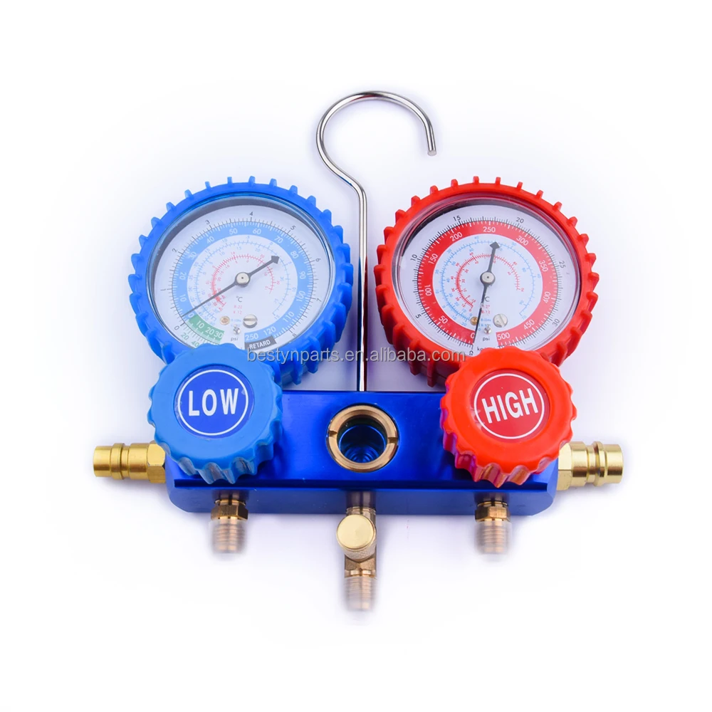 product r134a  r410a r22  r12 r502 ac manifold pressure gauge with sightglass-2