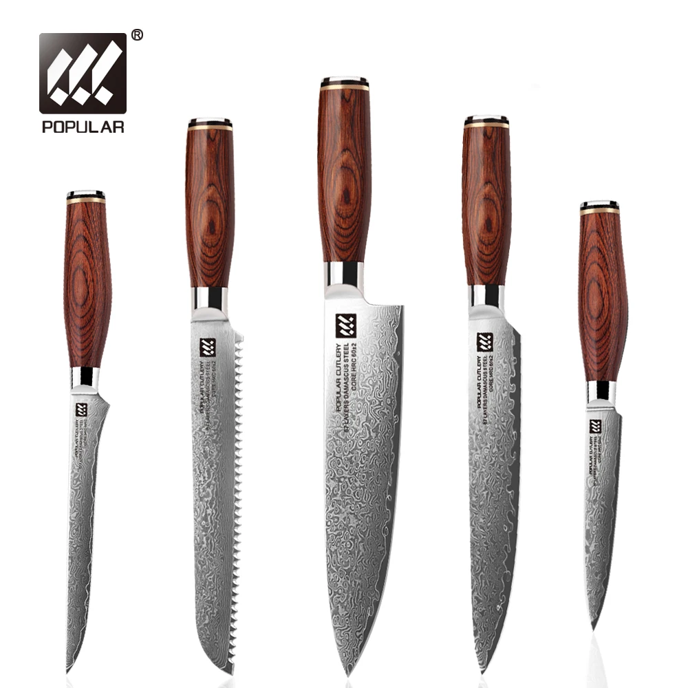 Custom Design Kitchenware 67 Layers Japanese Damascus Steel Vg10 Kitchen Knives Gift Chef Knife Set