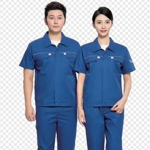 Unisex High Quality Polyester Cotton Short-Sleeved Work Suit Can Be Ordered Direct for Spring and Summer  Work Clothes