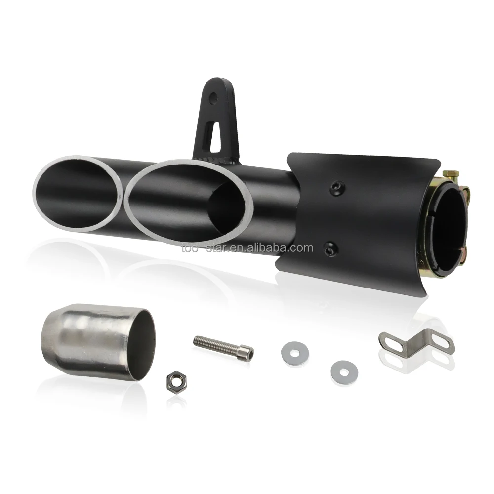38-51mm Clamp Aluminum Motorcycle Two-Hole Exhaust Muffler Pipe Kit 
