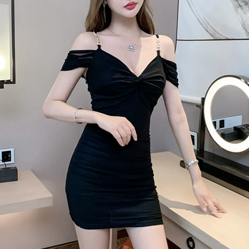 French Halter Women's Dress Female New Nightclub Sexy Socialite Bare ...