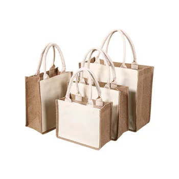 Custom Factory Linen Bag Diy Hand-painted Graffiti Handbag Blank Cotton Linen Jute Linen Bag Wholesale