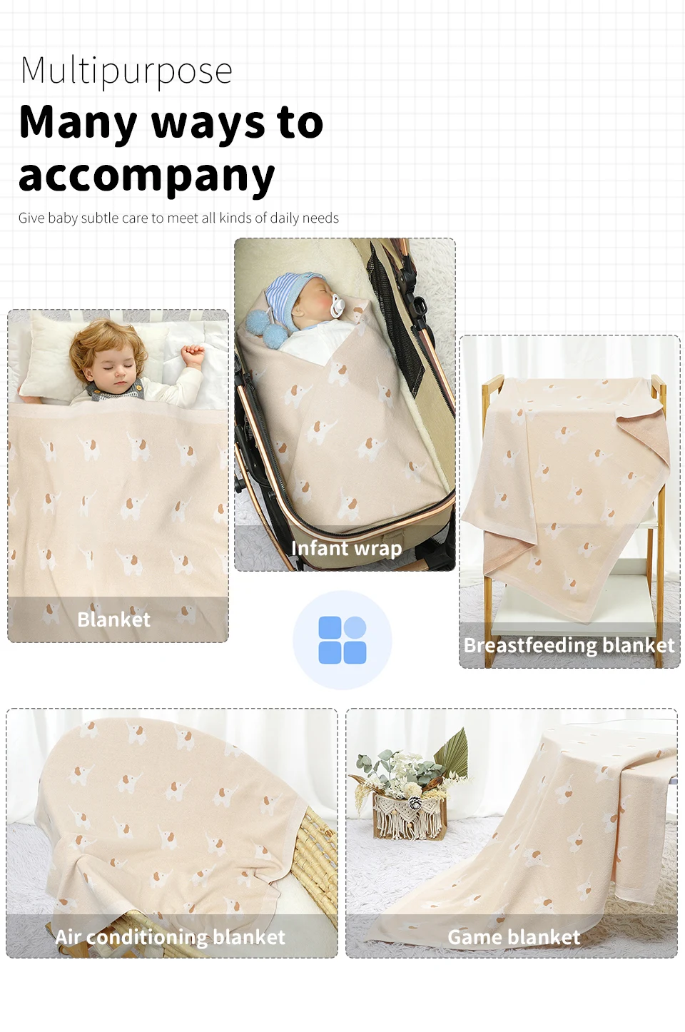 Wholesale Hot Selling Baby Cotton Security Blanket Organic Cotton Muslin Baby Swaddle Blankets