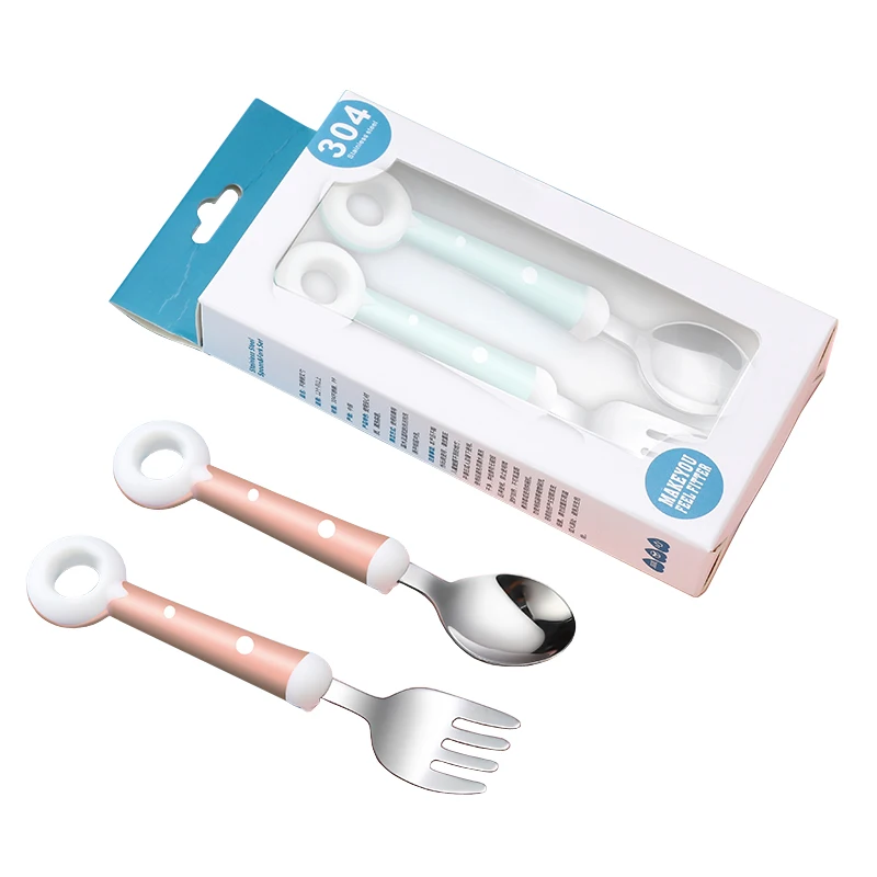 Set Of Cutlery. Children's Stainless Steel Fork And Spoon 1 Sets. With