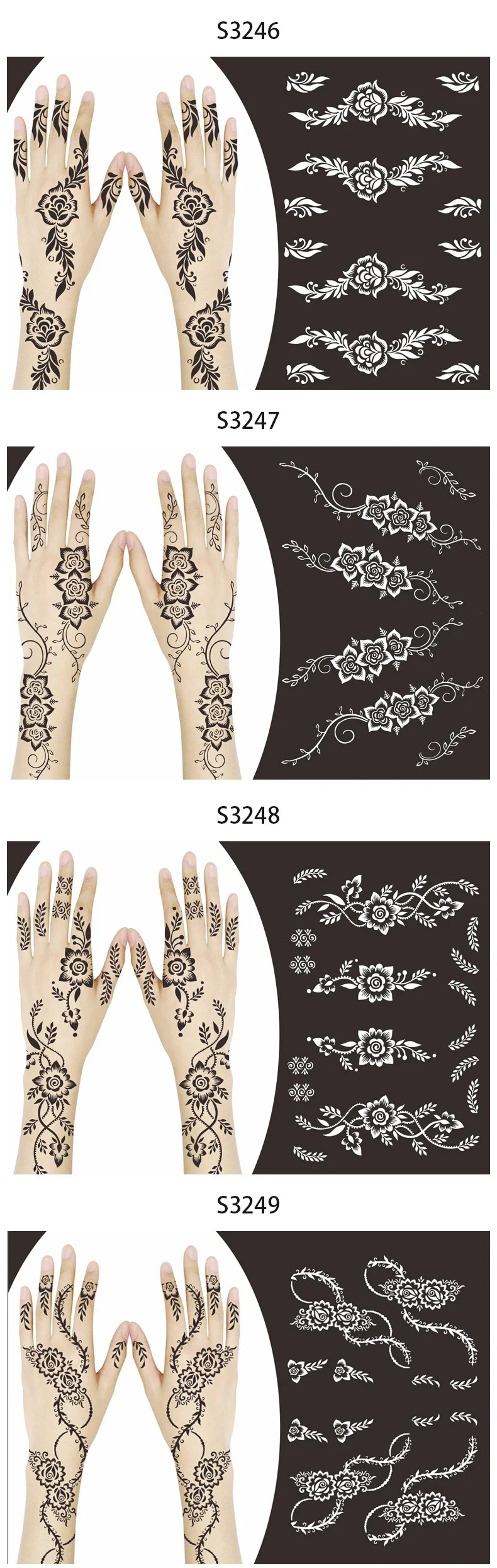 Sticker inai / Sticker Henna / Henna Stencil / Mehndi Stencil (A14) |  Shopee Singapore