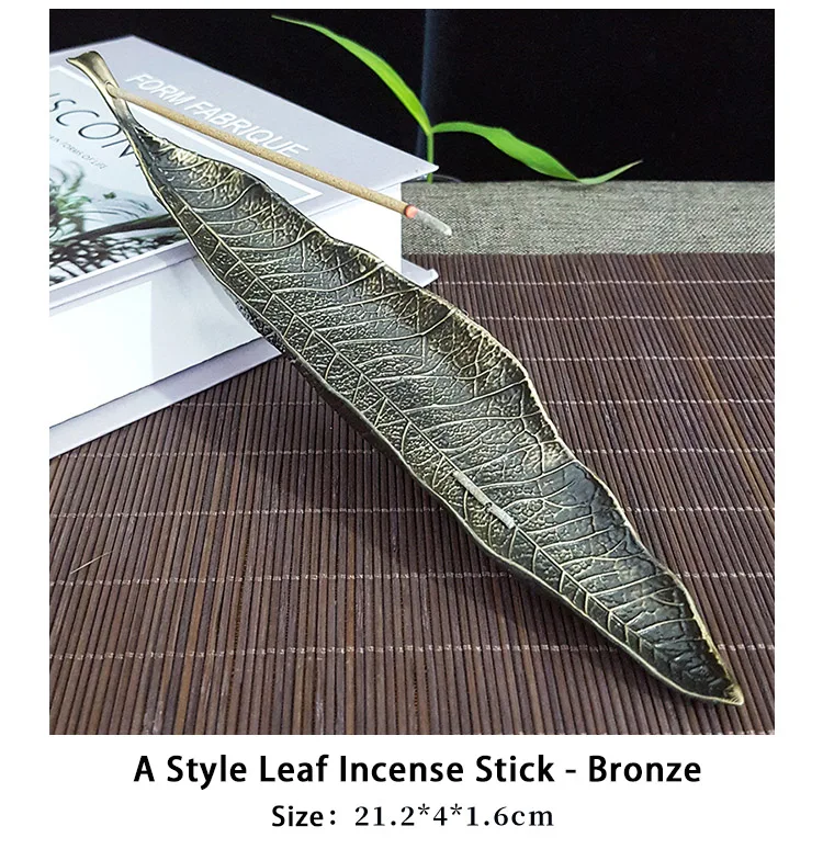 Home Decoration Luxury Mini Incense Stick Modern Metal Incense Burner Holder Leaf Shape Incense
