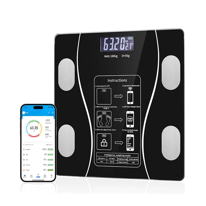 Smart Body Fat Scale Highly Accurate Bluetooth Digital Bathroom Body Composition Analyzer Measures Weight Body Fat