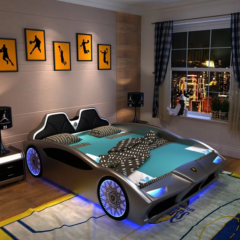 Carro de Corrida de LED Carro de cama Cama Twin para bebês com