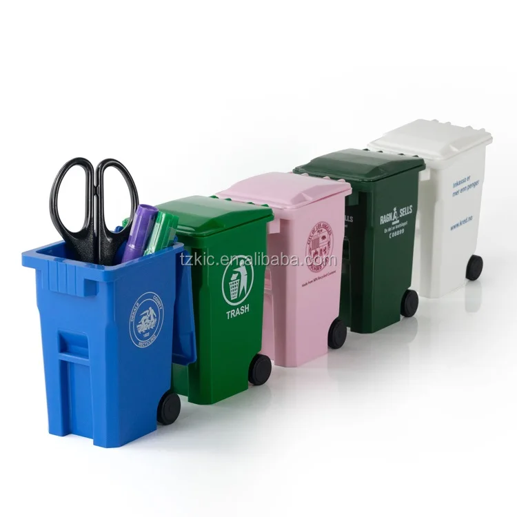 Plastic  Mini Garbage Bin WWith Wheel Green Earth Sanitation