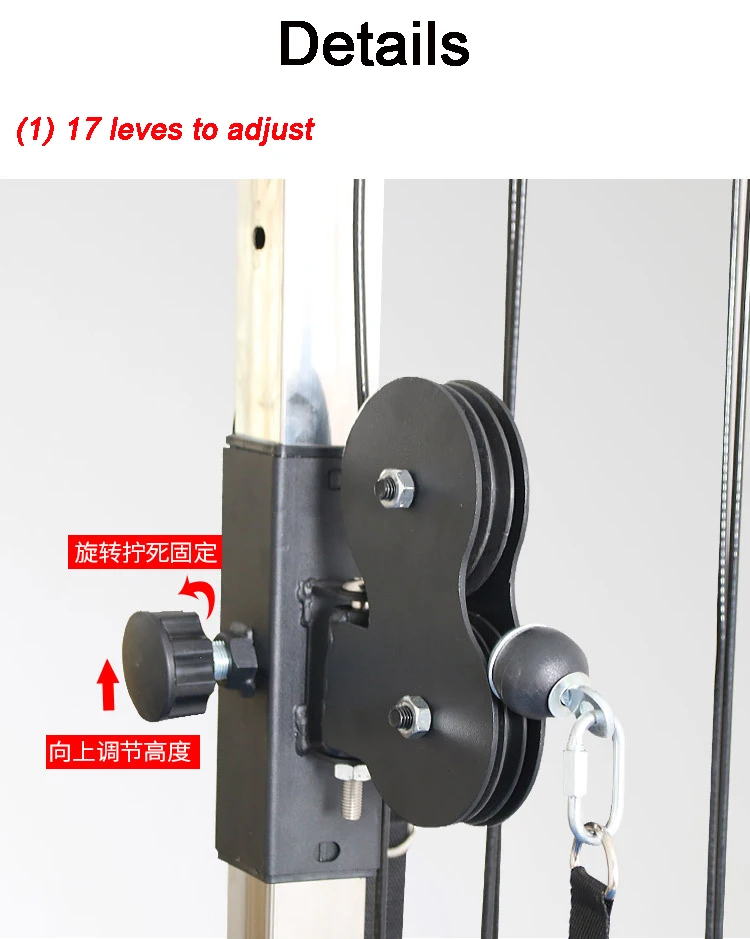 Home Fitness Adjustable Dual Pulley System - Wall Mount Cable Station ...