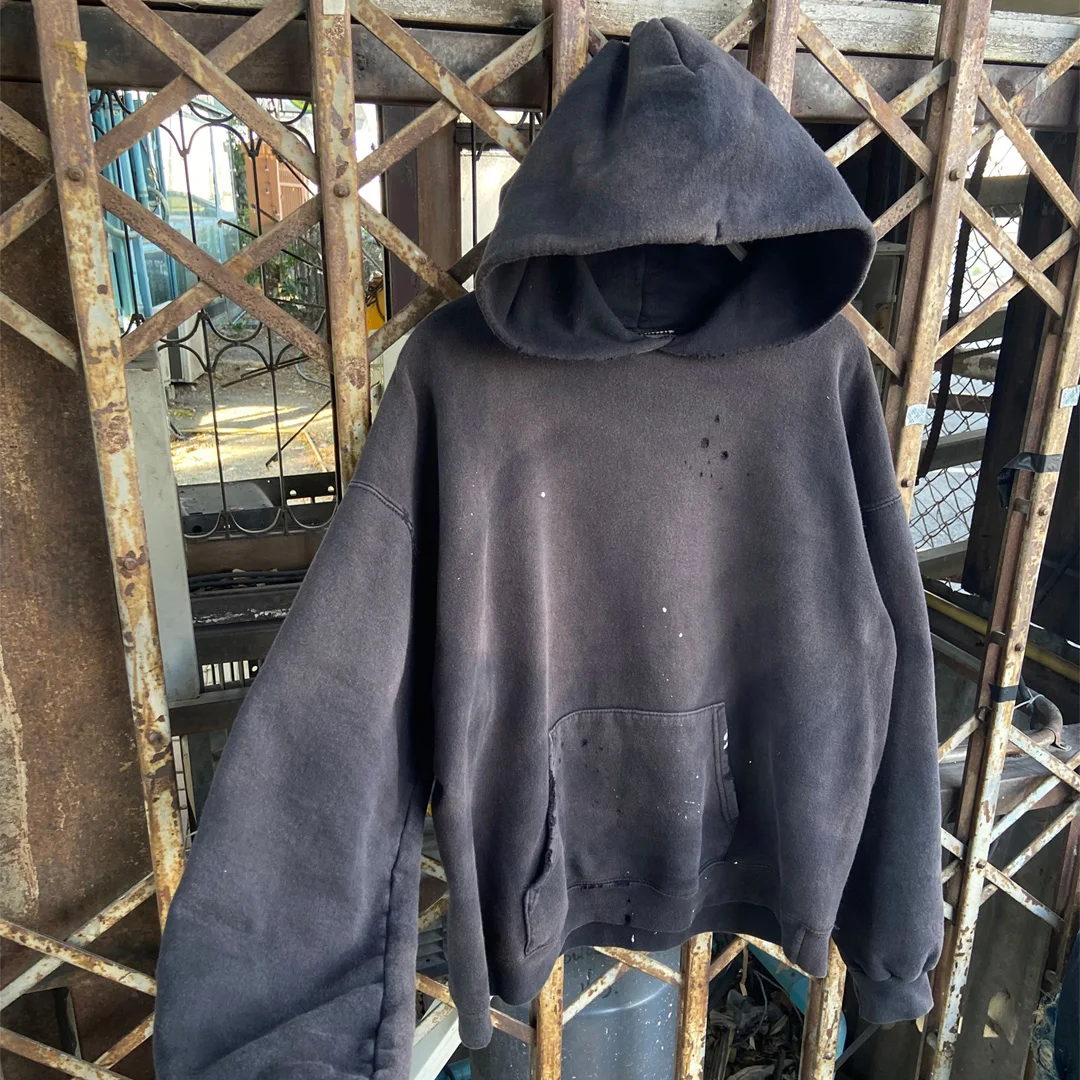 Aangepaste 100% Katoen Straatstyl Eenvormige Hoodie – Versleten/Gewryf en Aapwas, Volledig Aanpasbaar Privaatetiket Aangepas