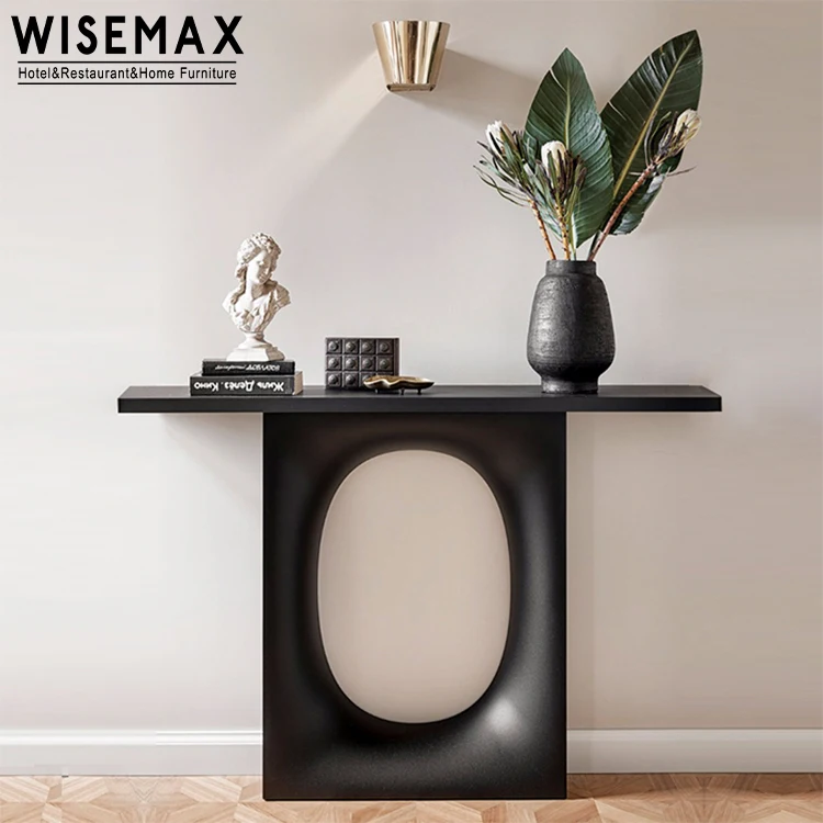 WISEMAX FURNITURE Light Luxury Modern Nordic Table for Living Room Hotel Marble and Fiber Glass Console Table