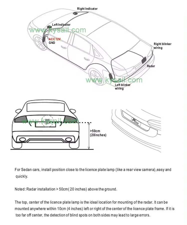 Factory Direct Waterproof Car Blind Spot Detection System 77GHz BSD Installation details