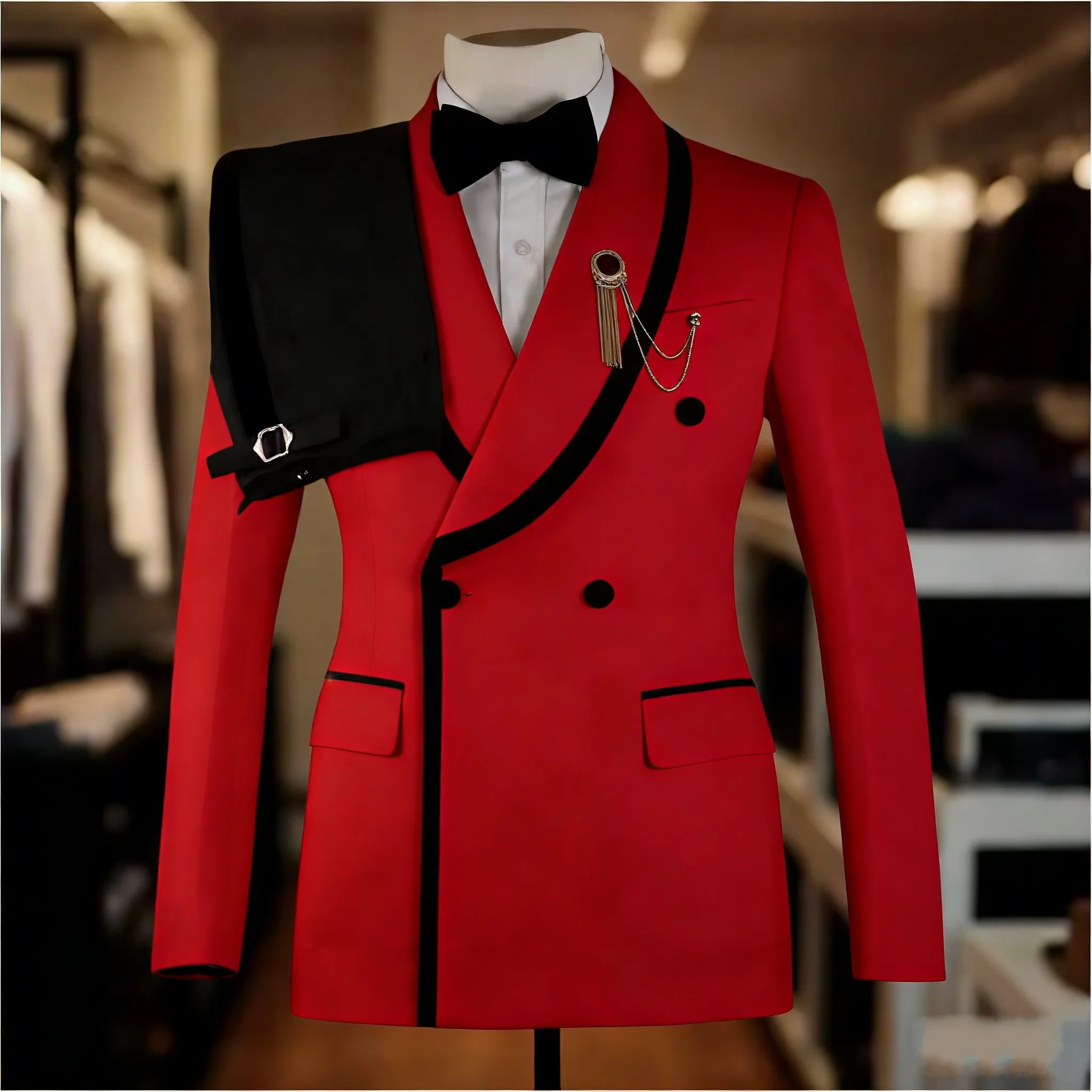 2026 New lb Suits for Men 2 Pieces Double Breasted Groom Tuxedo Formal Shawl Lapel Custo aperçu 11